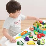 Cutting Play Food Toys For Kids, Pretend Play Kitchen Accessories, Fake Fruits/Vegetables Set With Shopping Storage Basket, Plastic Board And Knife, Birthday Gifts/Educational Toy For Toddler Children