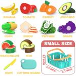 Cutting Play Food Toys For Kids, Pretend Play Kitchen Accessories, Fake Fruits/Vegetables Set With Shopping Storage Basket, Plastic Board And Knife, Birthday Gifts/Educational Toy For Toddler Children