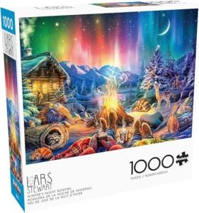 Buffalo Games - Lars Stewart - Winter's Night Bonfire - 1000 Piece Jigsaw Puzzle - Colorful, Holiday Puzzles for Adults – Precision-Cut Pieces, Seasonal Artwork, and Hours of Relaxing Fun