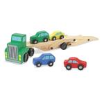 Melissa & Doug Car Carrier Truck and Cars Wooden Toy Set with 1 Truck and 4 Cars 5.75" x 12" x 3"