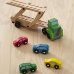 Melissa & Doug Car Carrier Truck and Cars Wooden Toy Set with 1 Truck and 4 Cars 5.75" x 12" x 3"