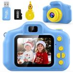 Desuccus Kids Camera Toys Christmas Birthday Gifts for Boys and Girls Kids Toys 3 4 5 6 7 8 9 Year Old HD Digital Video Camera for Toddler with 32GB SD Card (Blue)