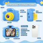 Desuccus Kids Camera Toys Christmas Birthday Gifts for Boys and Girls Kids Toys 3 4 5 6 7 8 9 Year Old HD Digital Video Camera for Toddler with 32GB SD Card (Blue)