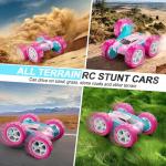 QUNREDA RC Cars, Pink Remote Control Car for Girls, 2.4 GHZ Double Sided RC Stunt Car 360° Rotating Remote Control Crawler with Headlights Car Toys for 6 7 8 9 10 11 12 Girls Birthday Gift Grandkids