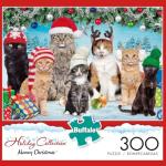 Buffalo Games - Meowy Christmas - 300 Piece Holiday Jigsaw Puzzle - Colorful, Festive Puzzles for Adults – Precision-Cut Pieces, Beautiful Winter Artwork