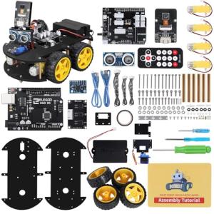 ELEGOO UNO R3 Smart Robot Car Kit V4 for Arduino Robotics for Kids Ages 8-12 12-16 STEM Science Kits Coding Gifts for 8 9 10 11 12 13 14 15 16 Year Old Boys Girls Teens Cool Engineering Building Toys
