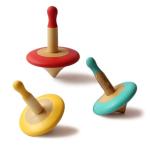 Shumee Spinning Tops for Kids 2 3 4 5+ Year Old| Set of 3 Wooden Montessori Toys| Improves Hand Eye Coordination| Great for Sensory Play| Eco-Friendly 100% Child Safe (Red/Blue/Yellow) Thanks Giving