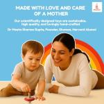 Shumee Spinning Tops for Kids 2 3 4 5+ Year Old| Set of 3 Wooden Montessori Toys| Improves Hand Eye Coordination| Great for Sensory Play| Eco-Friendly 100% Child Safe (Red/Blue/Yellow) Thanks Giving