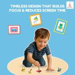 Shumee Spinning Tops for Kids 2 3 4 5+ Year Old| Set of 3 Wooden Montessori Toys| Improves Hand Eye Coordination| Great for Sensory Play| Eco-Friendly 100% Child Safe (Red/Blue/Yellow) Thanks Giving