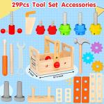 Mgtfbg Kids Tool Set - 29 PCS Wooden Toddler Tool with Box, Montessori STEM Educational Pretend Play Construction Toy for 2 3 4 5 6 Year Old Boys Girls, Best Birthday Gift