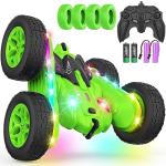 Terucle Remote Control Car, Rc Cars Stunt RC Car Toys Upgraded Strip Lights and Headlights Kids Toys Double-Sided 360° Rotating 4WD Drift Truck for Boys Girls Birthday Gift (Green)