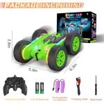 Terucle Remote Control Car, Rc Cars Stunt RC Car Toys Upgraded Strip Lights and Headlights Kids Toys Double-Sided 360° Rotating 4WD Drift Truck for Boys Girls Birthday Gift (Green)