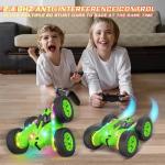 Terucle Remote Control Car, Rc Cars Stunt RC Car Toys Upgraded Strip Lights and Headlights Kids Toys Double-Sided 360° Rotating 4WD Drift Truck for Boys Girls Birthday Gift (Green)