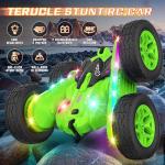 Terucle Remote Control Car, Rc Cars Stunt RC Car Toys Upgraded Strip Lights and Headlights Kids Toys Double-Sided 360° Rotating 4WD Drift Truck for Boys Girls Birthday Gift (Green)
