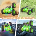 Terucle Remote Control Car, Rc Cars Stunt RC Car Toys Upgraded Strip Lights and Headlights Kids Toys Double-Sided 360° Rotating 4WD Drift Truck for Boys Girls Birthday Gift (Green)