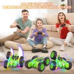 Terucle Remote Control Car, Rc Cars Stunt RC Car Toys Upgraded Strip Lights and Headlights Kids Toys Double-Sided 360° Rotating 4WD Drift Truck for Boys Girls Birthday Gift (Green)