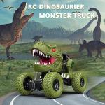 Remote Control Dinosaur Car for Kids Boys, 2.4Ghz All Terrain Remote Control Dinosaur Truck with Light, Rechargeable 4WD Off Road RC Car Toys for Kids 3 4 5 6 7 8-12 Year Old Boys Girls Birthday Gift