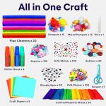 FUNZBO Arts and Crafts Supplies for Kids - Craft Kit with Glitter Glue Stick, Pipe Cleaners Pom Poms Craft Tools, DIY School Supplies Kit, Girls Toys, Christmas Birathday Gifts for Girls Boys Age 4+