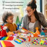 FUNZBO Arts and Crafts Supplies for Kids - Craft Kit with Glitter Glue Stick, Pipe Cleaners Pom Poms Craft Tools, DIY School Supplies Kit, Girls Toys, Christmas Birathday Gifts for Girls Boys Age 4+