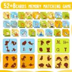 Animal Matching Memory Game Flash Cards for Toddlers,Letter Matching Memory Card Game,Fun Alphabet Flash Cards ABC Learning, Preschool Learning Activities Educational Toys for Boys & Girls Age 4 to 8