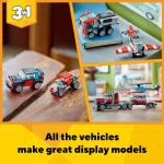 LEGO Creator 3 in 1 Flatbed Truck with Helicopter Toy, Transforms from Flatbed Truck Toy to Propeller Plane to Hot Rod and SUV Car Toys, Gift Idea for Boys and Girls Ages 7 Years Old and Up, 31146