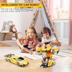 Blackma Remote Control Car - Transform, One-Button Deformation & 360°Rotating Drifting, Transform Robot RC Car with LED Light, Toy Gifts for 4 5 6 7 8 9 10 11 12 Years Old Boy (Yellow)