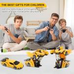 Blackma Remote Control Car - Transform, One-Button Deformation & 360°Rotating Drifting, Transform Robot RC Car with LED Light, Toy Gifts for 4 5 6 7 8 9 10 11 12 Years Old Boy (Yellow)