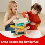TOP Bright Toddler Wooden Race Track Car Ramp Toys for 1 2 Year Old Baby Motor Skills Race Tracks Car Ramp Vehicle Playsets with 4 Mini Cars and 1 Car Garage