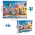 Chalzidar Romantic Beach Jigsaw Puzzles for Adults 1000 Pieces, Interlock Perfectly Letter on Back No Dust, Difficult Puzzle Home Decor Birthday Party Gift Toy, 1:1 Poster 1000 Puzzles