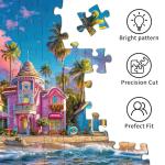 Chalzidar Romantic Beach Jigsaw Puzzles for Adults 1000 Pieces, Interlock Perfectly Letter on Back No Dust, Difficult Puzzle Home Decor Birthday Party Gift Toy, 1:1 Poster 1000 Puzzles