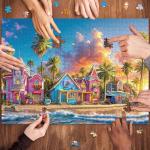Chalzidar Romantic Beach Jigsaw Puzzles for Adults 1000 Pieces, Interlock Perfectly Letter on Back No Dust, Difficult Puzzle Home Decor Birthday Party Gift Toy, 1:1 Poster 1000 Puzzles