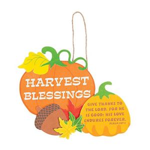 Fun Express Harvest Blessings Sign Craft Kit - Makes 12 - Thanksgiving Crafts for Kids