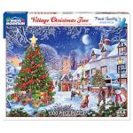 White Mountain 1000 Piece Jigsaw Puzzle Winter Christmas Holiday Puzzles for Adults and Kids 24"x30" Large Pieces - Village Christmas Tree