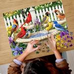 500 Pieces Puzzle for Adults,Birds Bath Flower Fence Puzzle,Recycled Cardboard Animals Jigsaw Puzzle 500 Pieces,Challenging Game Home Decor Birthday Party Gift Toy for Adults Kids Seniors 20.5 * 15 in