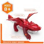 HEX Bots Remote Control Dragon, Rechargeable Robot Dragon Toys for Kids, Adjustable Robotic Dragon Figure Toys for Boys & Girls Ages 4 & Up, Red