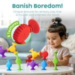BUNMO Stocking Stuffers for Kids - Toddler Suction Bath Toys - Connect, Build, Create - Toddler Stocking Stuffers - Fine Motor Skills - Stimulating Sensory Fun - Textured 10 Pack