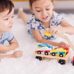 Melissa & Doug Magnetic Car Loader Wooden Toy Set with 4 Cars and 1 Semi-Trailer Truck Crane Wooden Toy, Vehicle Toys for Kids Ages 3+