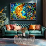 Moon Puzzles for Adults 1000 Pieces Blue Girl Face Art Flowers Puzzle for Adults Jigsaw Puzzles 1000 Pieces with Letters on Back Hard Impossible Difficult challenging Family Puzzle (27.5"x19.6")