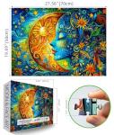 Moon Puzzles for Adults 1000 Pieces Blue Girl Face Art Flowers Puzzle for Adults Jigsaw Puzzles 1000 Pieces with Letters on Back Hard Impossible Difficult challenging Family Puzzle (27.5"x19.6")
