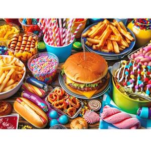 500 Piece Puzzle for Adults, Hamburger Jigsaw Puzzles, Youths Favorite Foods Puzzles 500 Pieces, Birthday and Barious Holiday Party for Family Kids and Adult, Funny Puzzle for Adults, 20.5x15 in