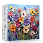 Colorful Flower Puzzles for Adults, Mosaic Plant Floral Puzzle Art, Spring Flower Garden Jigsaw Puzzles 1000 Pieces Painting