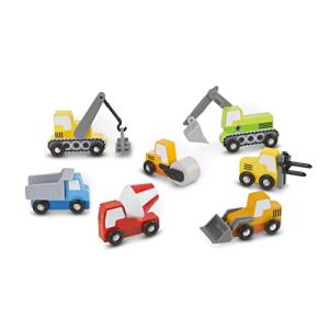 Melissa & Doug Wooden Construction Site Vehicles with Wooden Storage Tray (8 pcs)