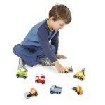 Melissa & Doug Wooden Construction Site Vehicles with Wooden Storage Tray (8 pcs)