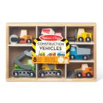 Melissa & Doug Wooden Construction Site Vehicles with Wooden Storage Tray (8 pcs)