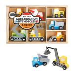 Melissa & Doug Wooden Construction Site Vehicles with Wooden Storage Tray (8 pcs)