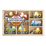 Melissa & Doug Wooden Construction Site Vehicles with Wooden Storage Tray (8 pcs)