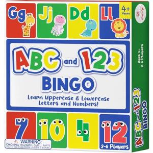 Party Hearty Alphabet and Number, ABC and 123 Bingo Board Game for Kindergarten and Preschool Kids Learn to Read Fun 2 Versions for Ages 4 and Up (Animal Edition)