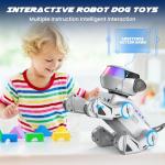 SIMREX Robot Dog Toys for Kids – Smart Interactive Robot Puppy with Bluetooth,Touch Sensor, Dance Tricks, LED Eyes, 2 Rechargeable Batterys, Gift for Kids Boys and Girls(Gray)