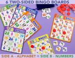 Party Hearty Alphabet and Number, ABC and 123 Bingo Board Game for Kindergarten and Preschool Kids Learn to Read Fun 2 Versions for Ages 4 and Up (Animal Edition)