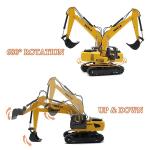 Fistone RC Semi Truck & Excavator Toy Set, 2.4Ghz Remote Control Flatbed Truck with Excavator Toys, 1:24 RC Semi-Trailer Engineering Tractor with Sound and Lights, Construction Vehicles Toy for Boys